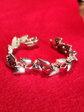 Vintage Coro Silver Tone Leaf Link Bracelet